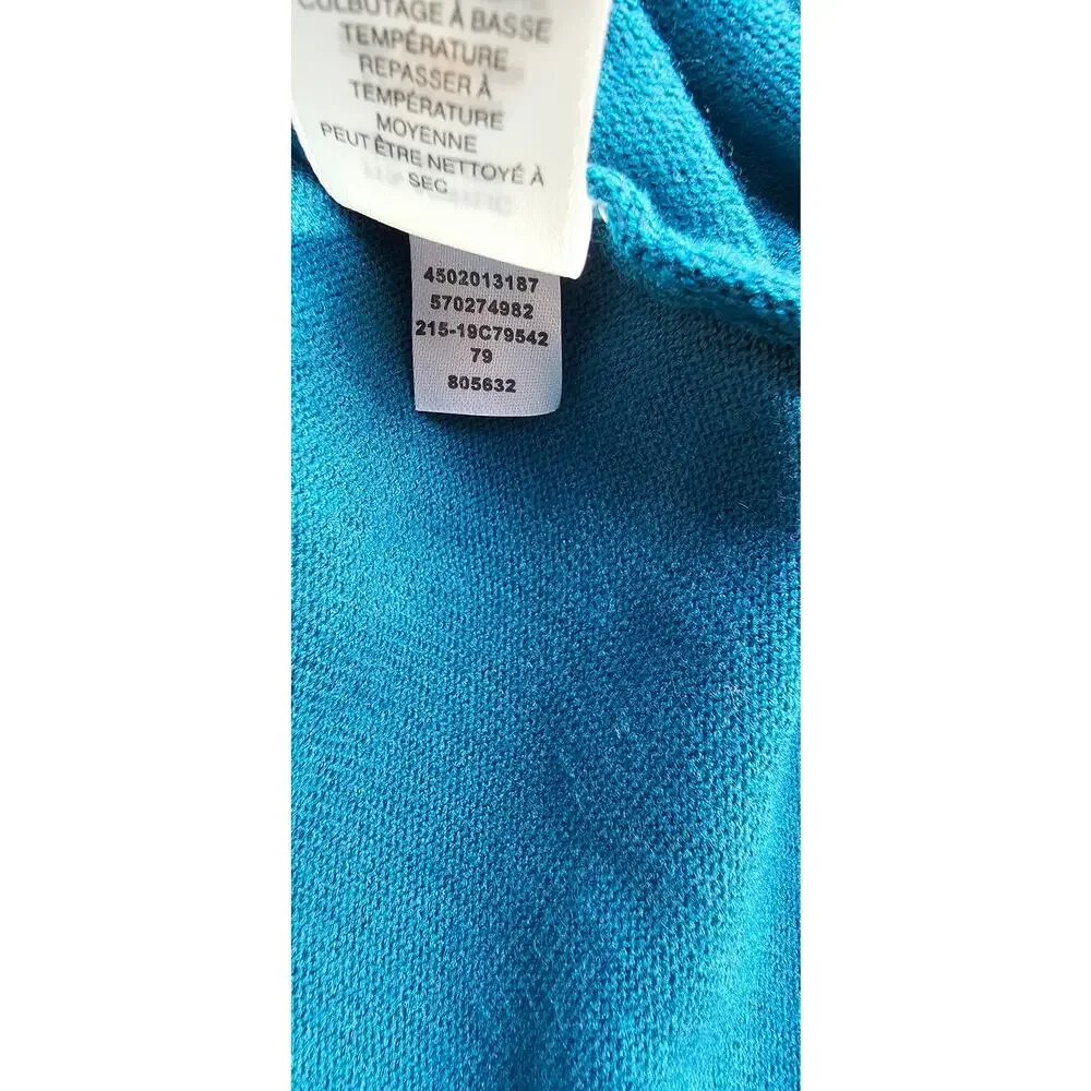 Chico's Sz 0 Small Teal Convertible Cowl Fringe Poncho Wrap Cardigan Sweater‎
